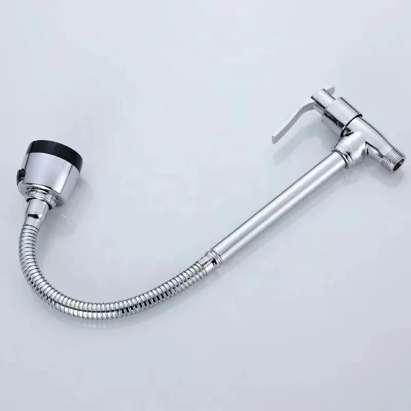 Wholesale Wall Flex Kitchen Faucet Single Handle Sink Cold Water Hose Zinc Tap