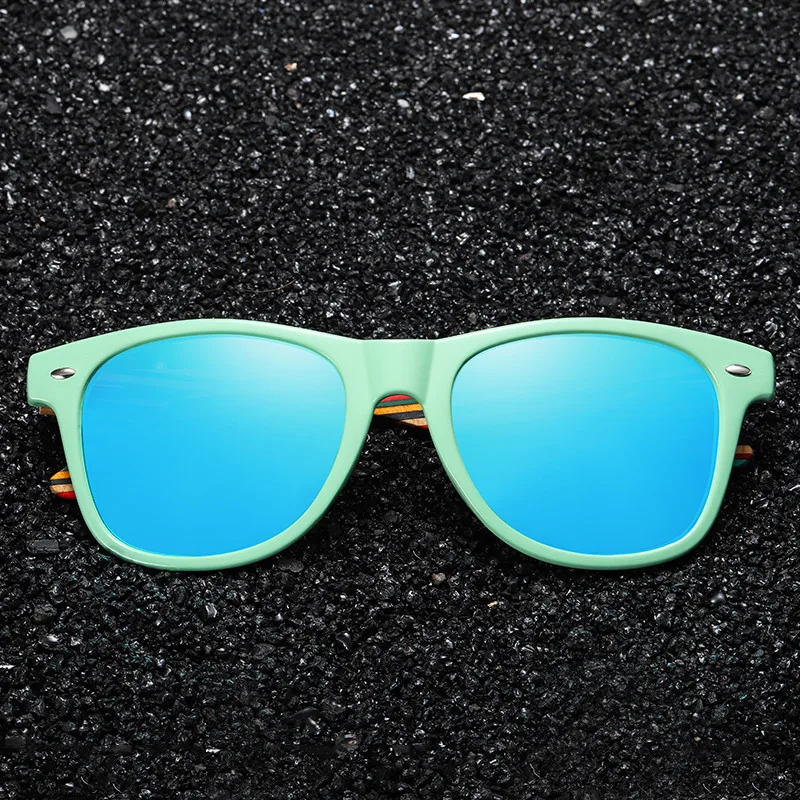 Eco-Friendly Bamboo Sunglasses for Women - Green Frame with Reflective Lenses, UV Protection, Sustainable Fashion Eyewear
