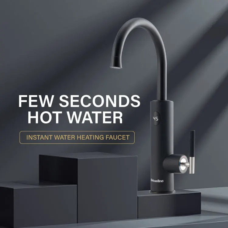 Кран для горячей воды Briwellna, Электрический смеситель для кухни, 220 В, светодиодный дисплей