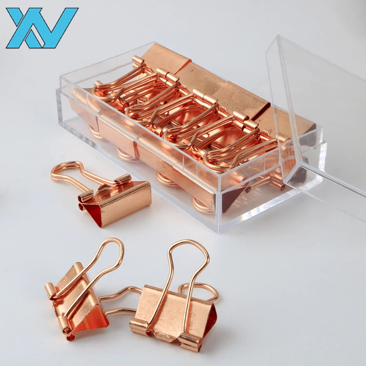 Binder Clip Steel Material 19mm Money Clip Paper Clips,12pcs/box Golden Special Fashion Rose Journal Notebook Cute Notebook