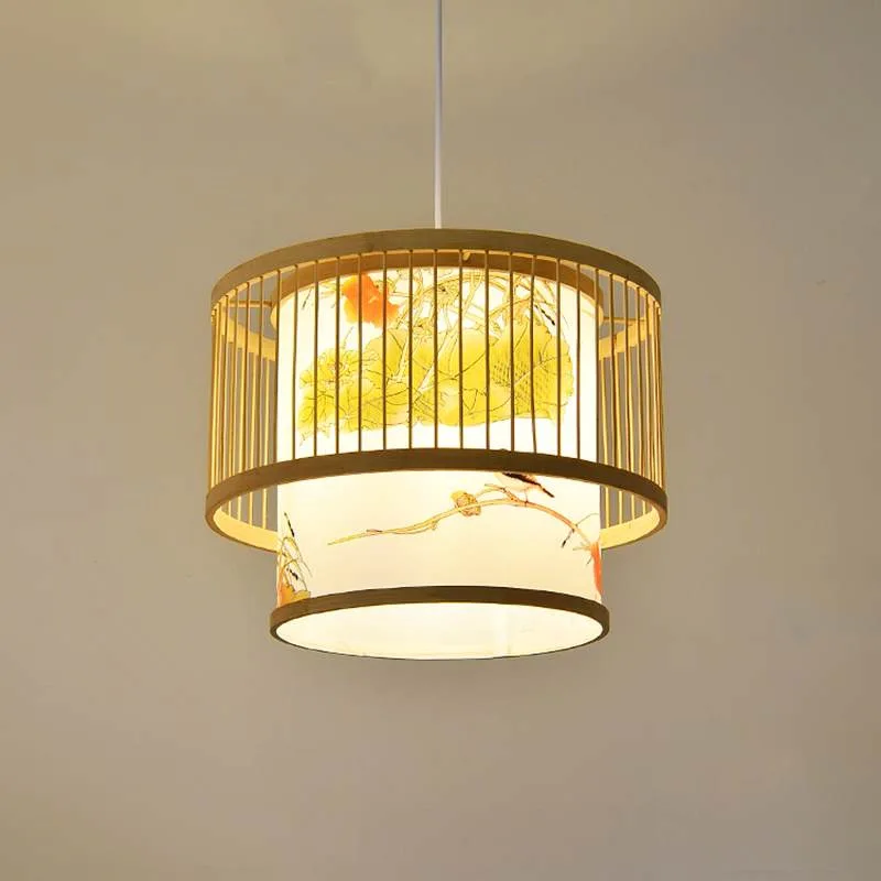 Wholesale home decorative handmade bamboo pendant lamp for hotel kitchen living room led pendant light