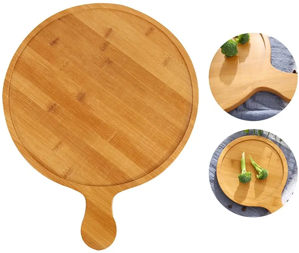 Pizza Stone With Bamboo Wood Pizza Peel For Grill Set of 2 Pizza Tool Bamboo cutting Board