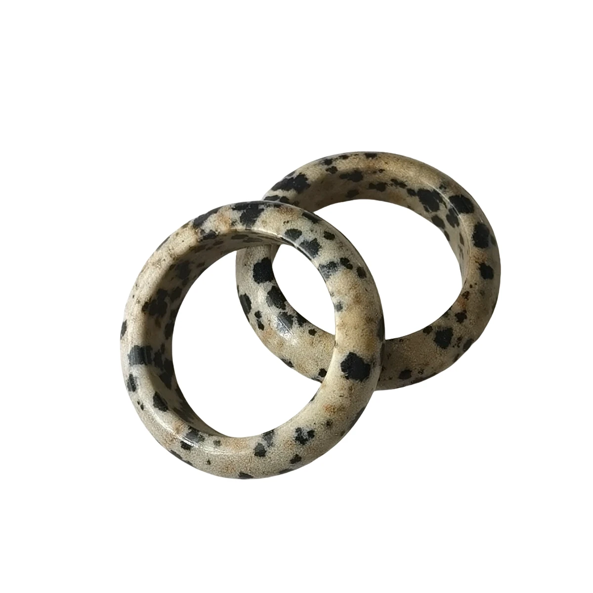 Simple Jewelry Designs Natural Gemstone Rings Round Handmade Dalmation Jasper Band Rings