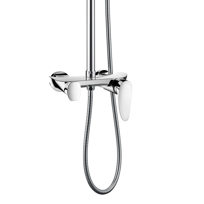 VIGA Bath Shower Column Set Brass Chrome Round Bathroom Shower Mixer