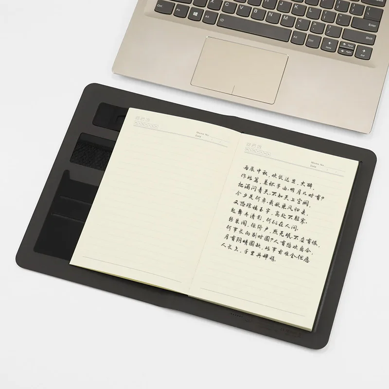 Minimally Designed Power Bank Notebook for Business Gifts Ultra-Thin 8000mAh 15W Wireless Charger Notebook with Light Up Logo