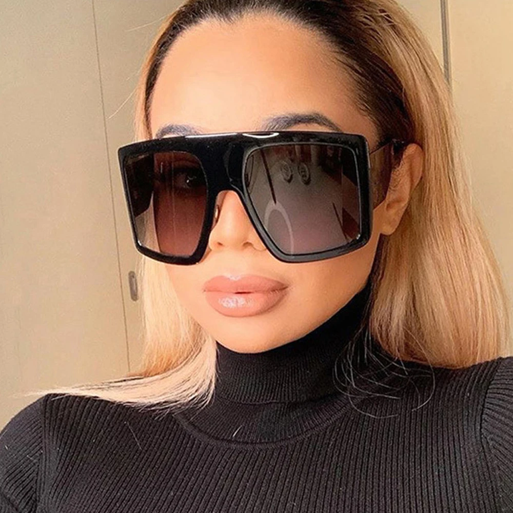 2021 High Quality New Sunglasses Fashion Retro One Piece Oversized Women Sexy Square Sunglasses