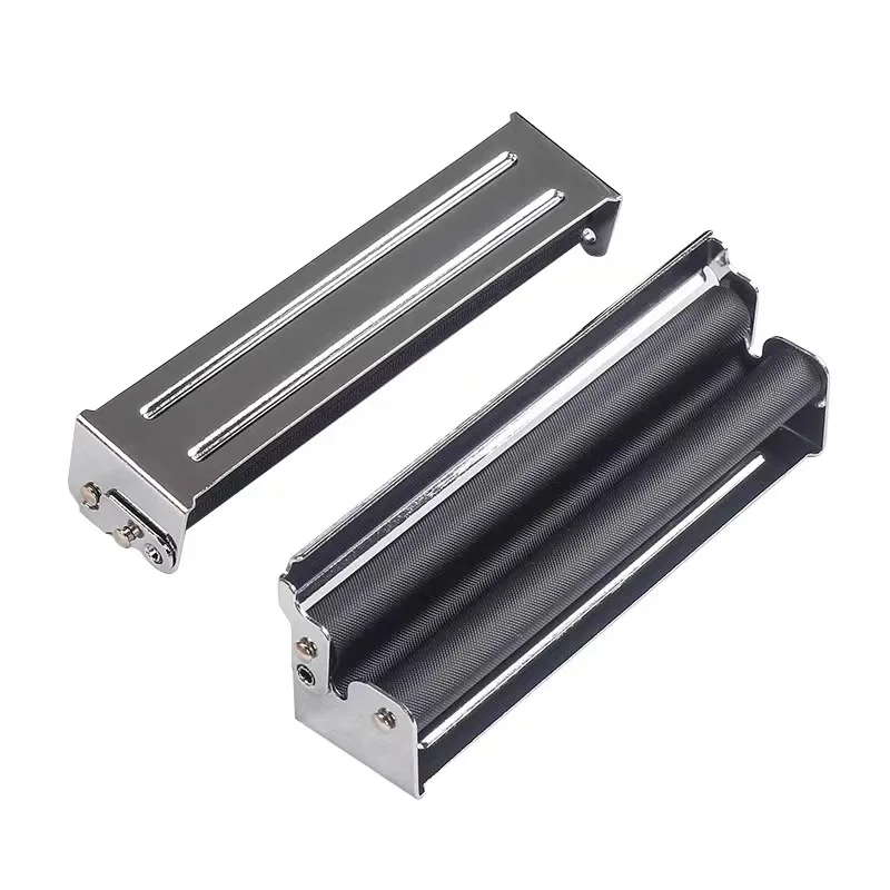 Portable 70mm 78mm 110mm Stainless Steel manual roller custom logo smoking metal cigarette rolling machine with lid