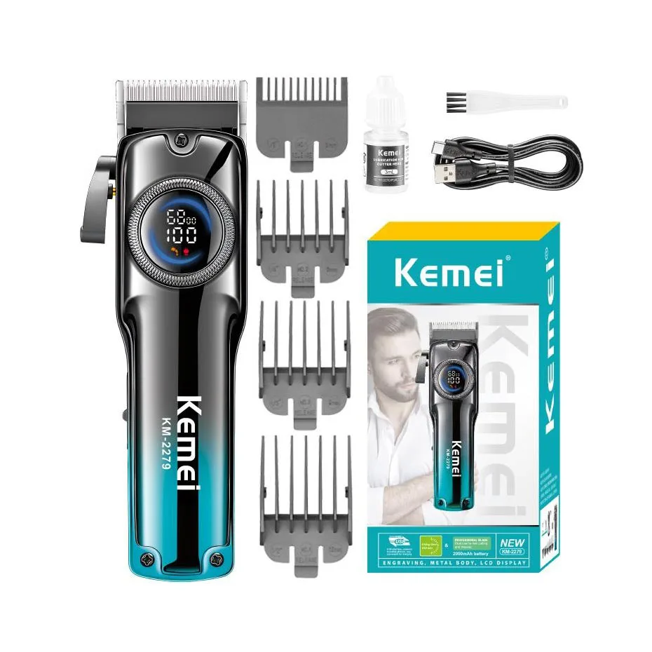 Km-2279 Lcd Digital Display Metal  Hair clippers Kemei Usb Current Hair Cut Electric Hair Trimmer Cutter