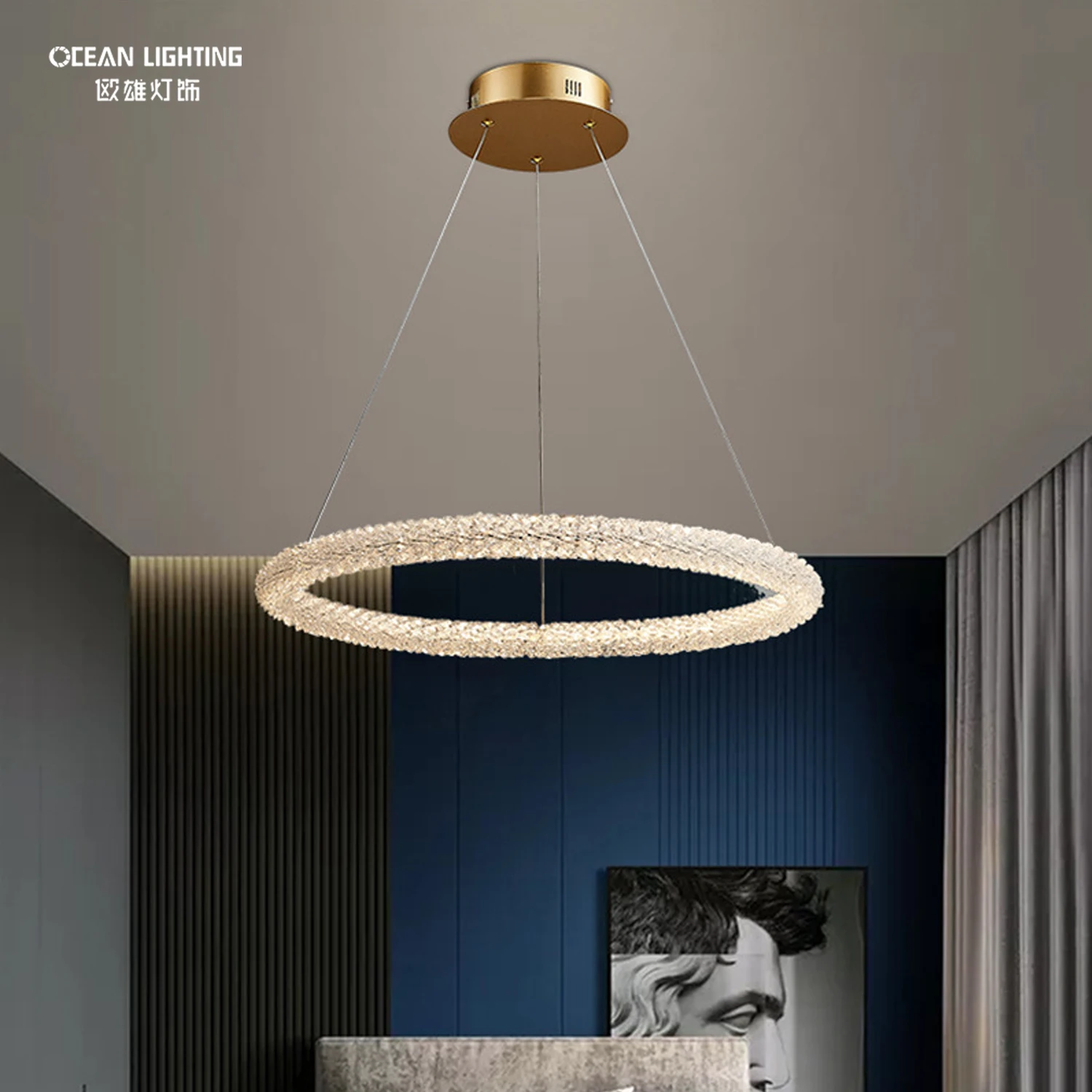 Factory Direct WholeSale Hotel Lobby LED Circle Pendant Light Contemporary Luxury Crystal Chandelier