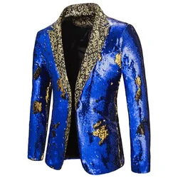 Fashionable Two-color sequined suit stage performance men blazer for singer and host, men jacket suit