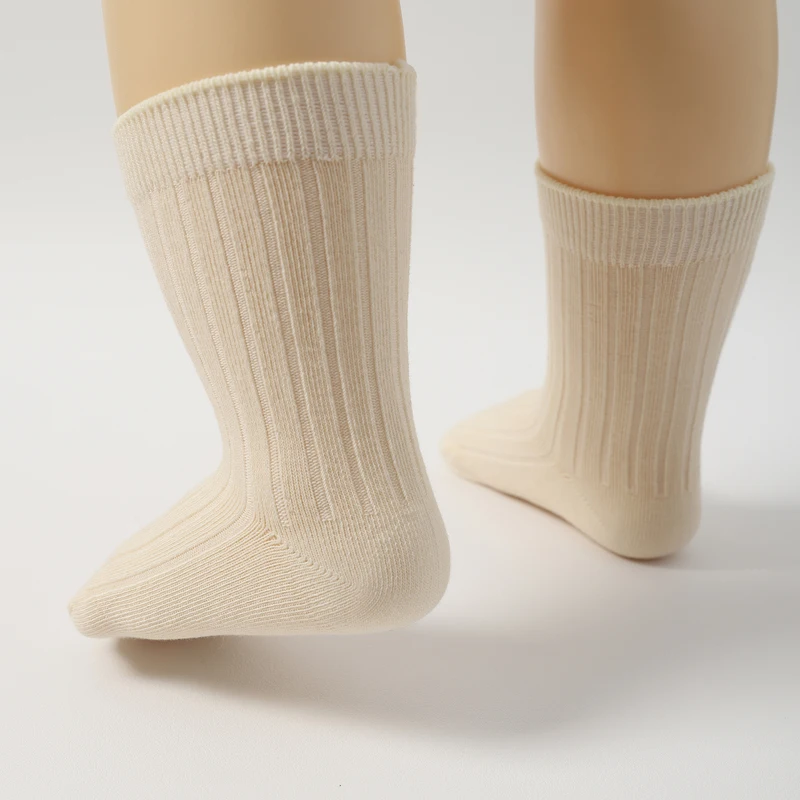 Factory Direct Sale Fashion Cotton Knitted Pure Color Baby Socks For Children