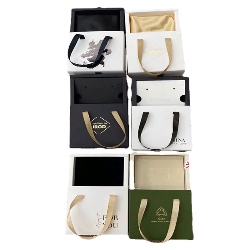 Jewellery Storage Case Paper Jewelry Box With Pouch Cardboard Drawer Box Jewelry Gift Necklace Boxes