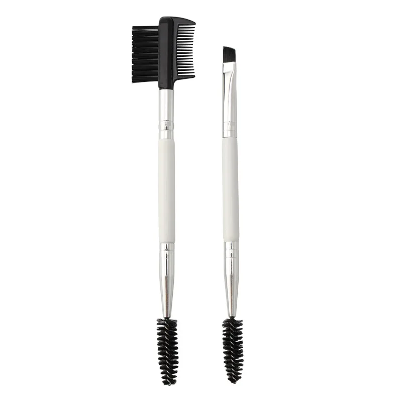 2pcs Double side Eyelash Eyebrow Comb Mascara Spoolie Angled Eye Brow Powder Brush For Makeup