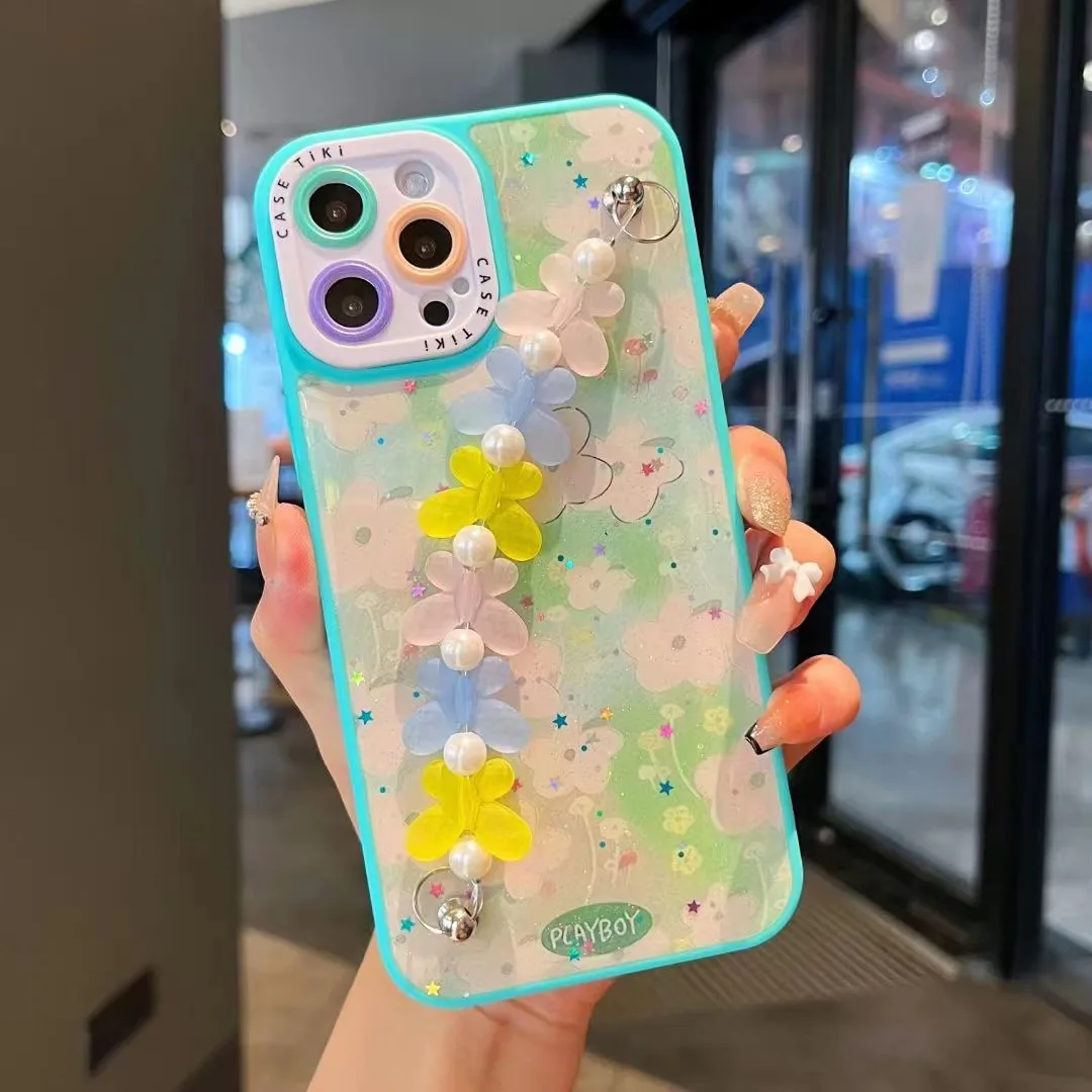 custom shockproof cell phone case manufacturer 3d printing bling glitter powder glue drop mobile phone case for iPhone14