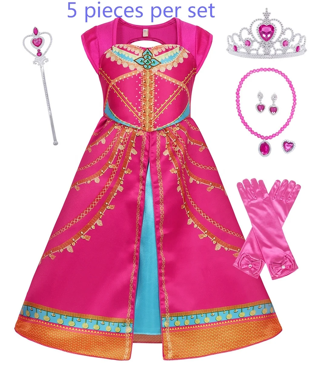 Newest Design Jasmine Costume Kids Girl Princess Dress Aladdin Cosplay Clothes School Performance Costumes Casual Photo Dress