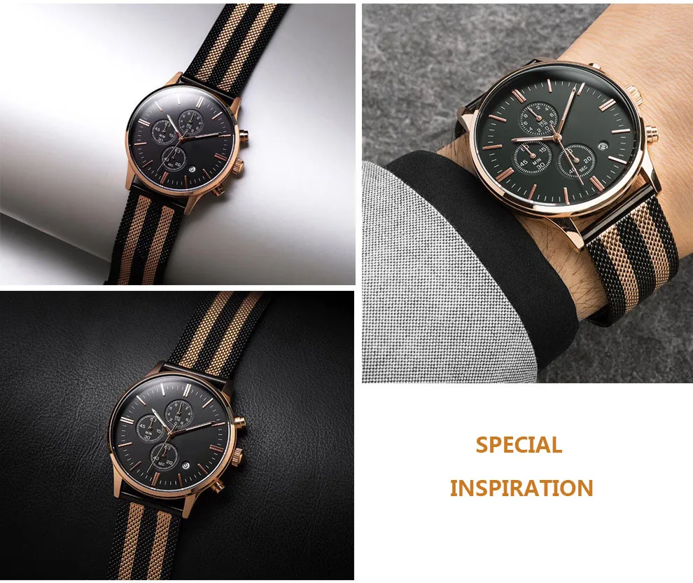 New arrival Relogio masculino business style watch stainless steel band wristwatch for men quartz movement wrist watches