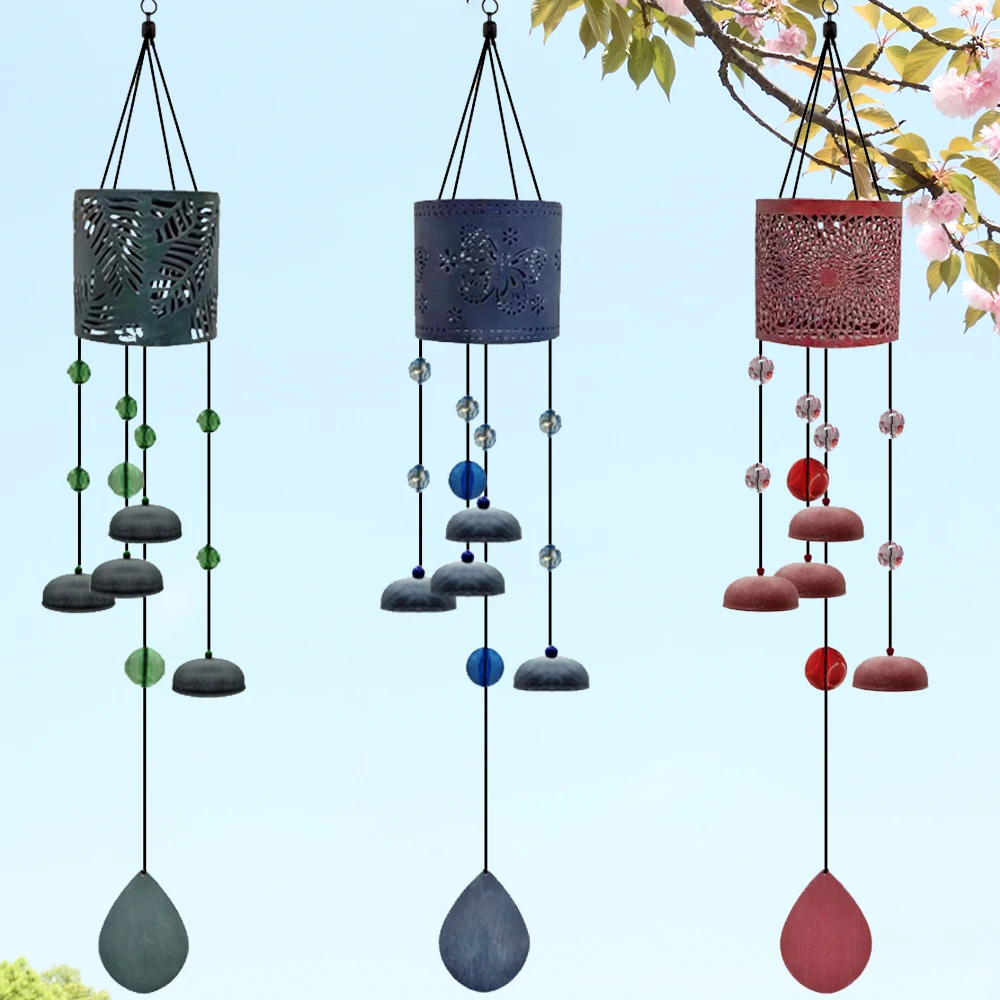 Garden Decor Butterfly Color Changing Led Solar Wind Chime Light With Aluminum Tube And Wooden Sign