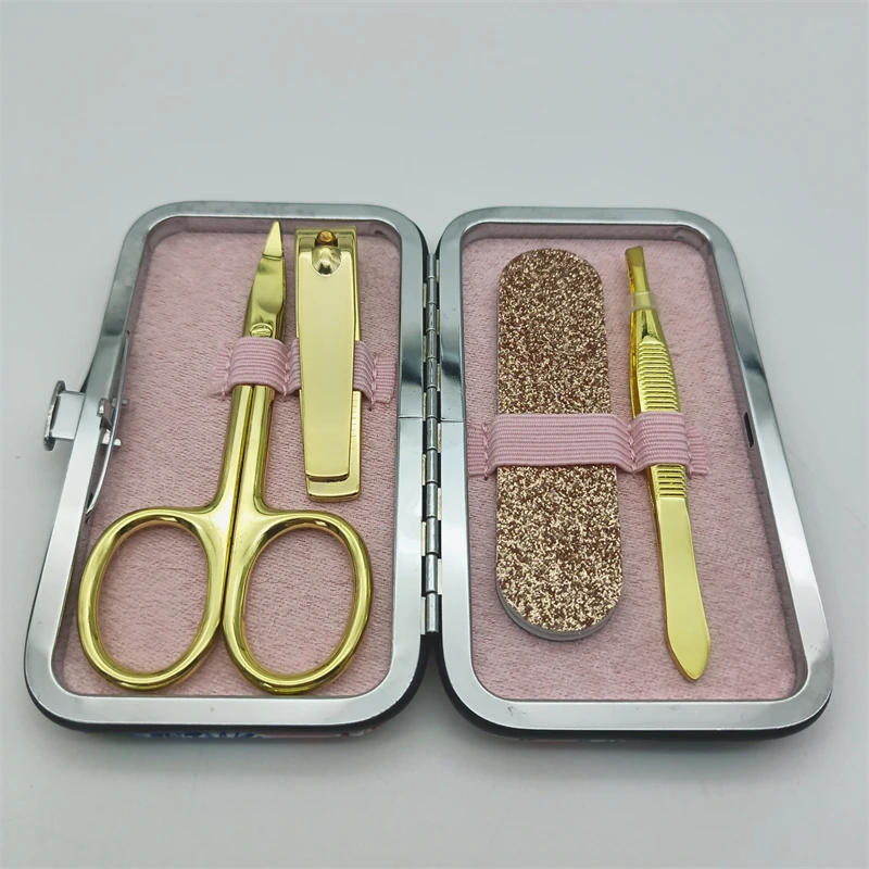 Factory direct sales luxury 4 / set stainless steel durable beauty manicure set eyebrow manicure set