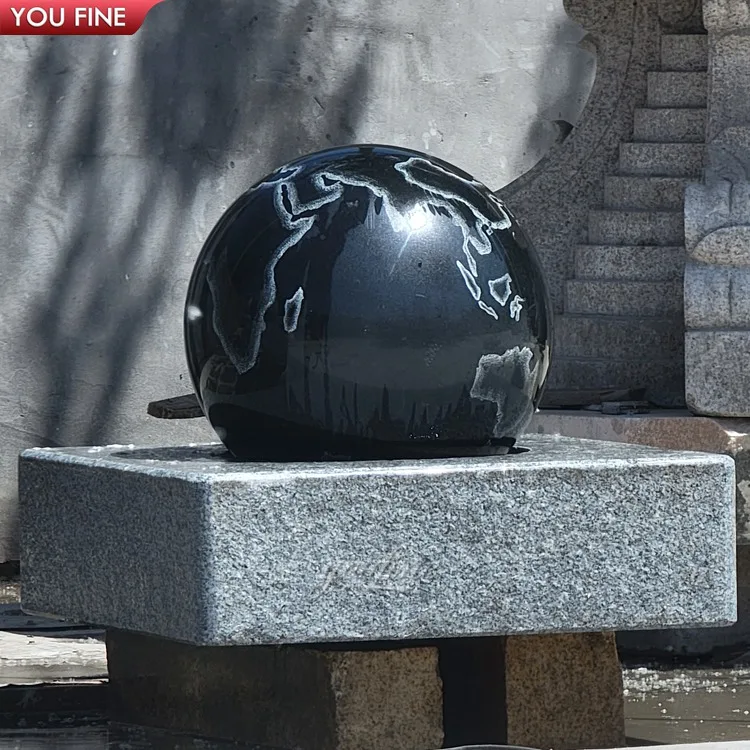 Outdoor Hand Carved Natural Stone Red Marble Round Ball Fountain