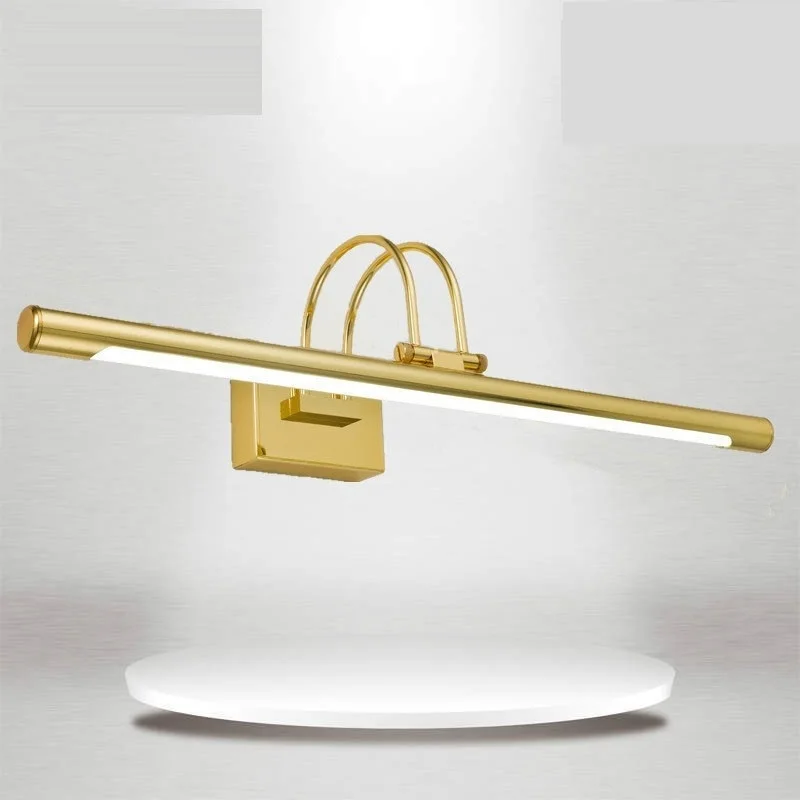 gold finished LED MIRROR HEADLIGHT WATERPROOF ROTATABLE IRON ART ACRYLIC BATHROOM WASHROOM INDOOR WALL LIGHT,