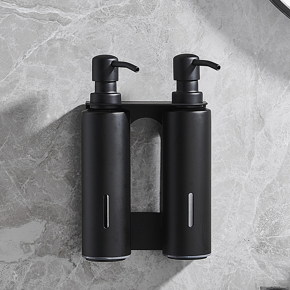 Double Soap Dispenser Refillable Wall Mounted Hotel Bathroom Hand Stainless Steel 304 Shampoo Dispensers