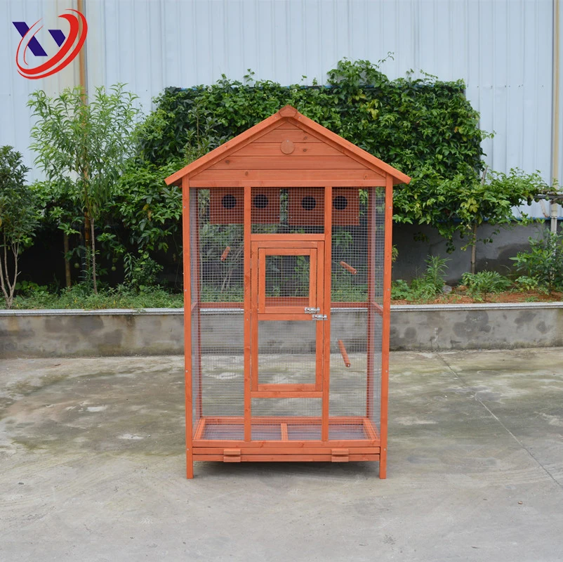 Parrot Wooden Bird Cage with Metal Tray