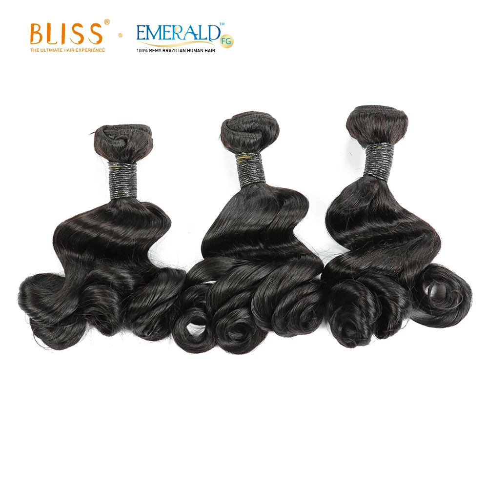 Bliss Emerald Fancy Curl Packet Hair Unprocessed One Donor 3 Bundles Brazilian Human Hair In Packets Wholesale Accept Paypal