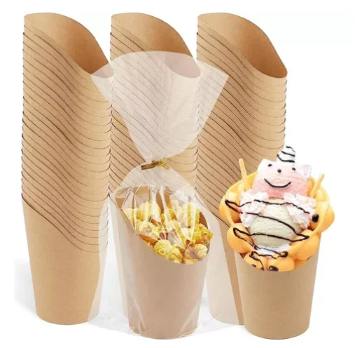 12oz 14oz Egg Puffs Waffle  French Fries Ice Cream Charcuterie Cup With Cocktail Picks