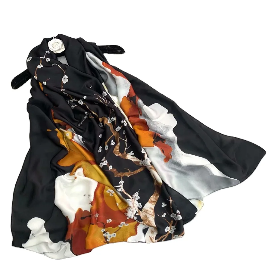Новый Заводской дизайн, шелковый шарф с цифровой печатью, аксессуары для головы из полиэстера с принтом, квадратный атласный хиджаб-шарф