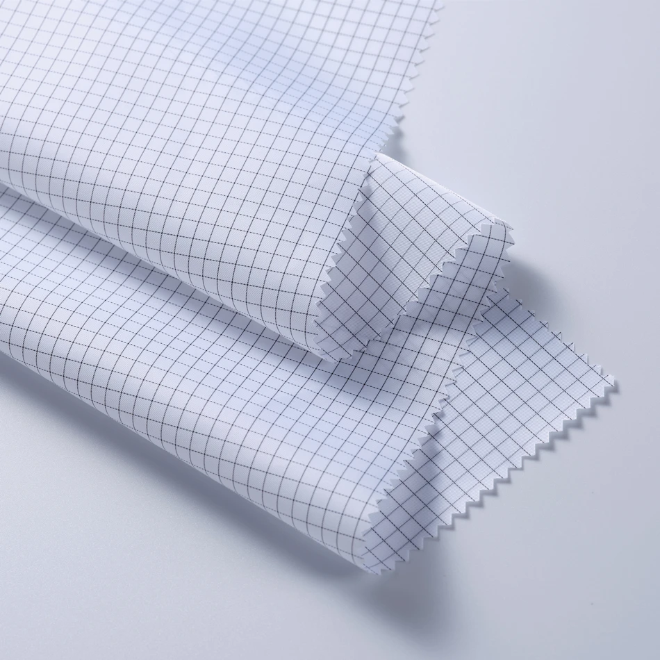 115G 150cm Antistatic Dust Free Room Factory Ultra-clean Bleach Polyester Plaid Woven Fabric Hospital Anti-static ESD Fabric