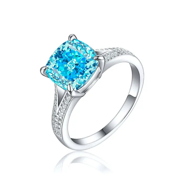 Custom Twisted Sterling Silver Fashion Rings Women Large Shiny CZ 925 Silver Rings for Women