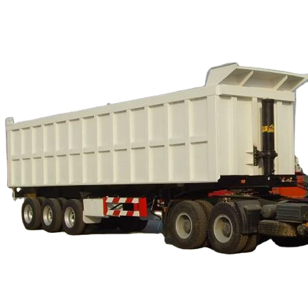 Low price 3/4 axle transportation Tipping tipper trailer/ 60 tons heavy duty dumping dump trailer