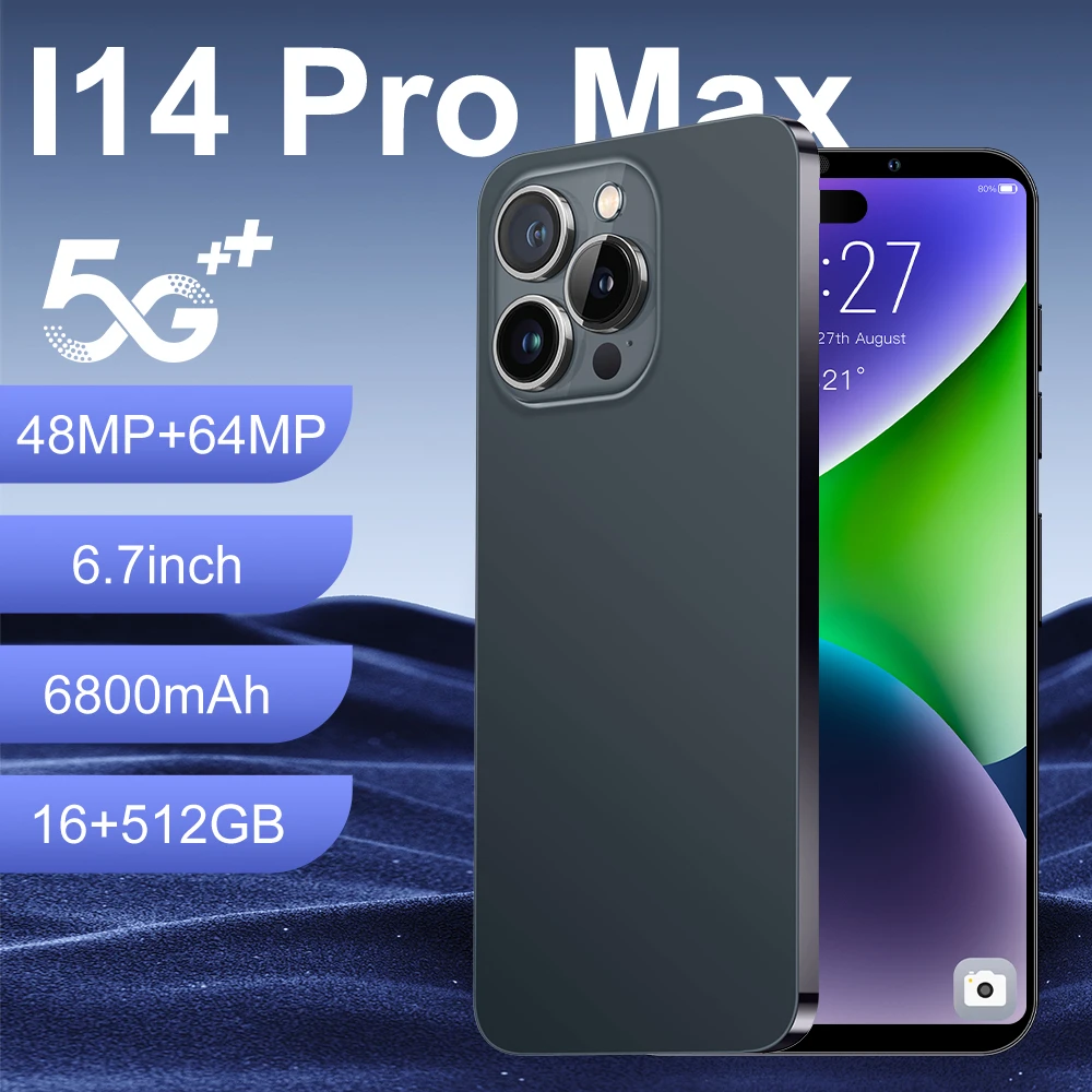 Wholesale i 14 pro max fingerprint/face unlocked 6.7' cheap cell phone wifi gps tv 4g 5g realme smart mobile phones