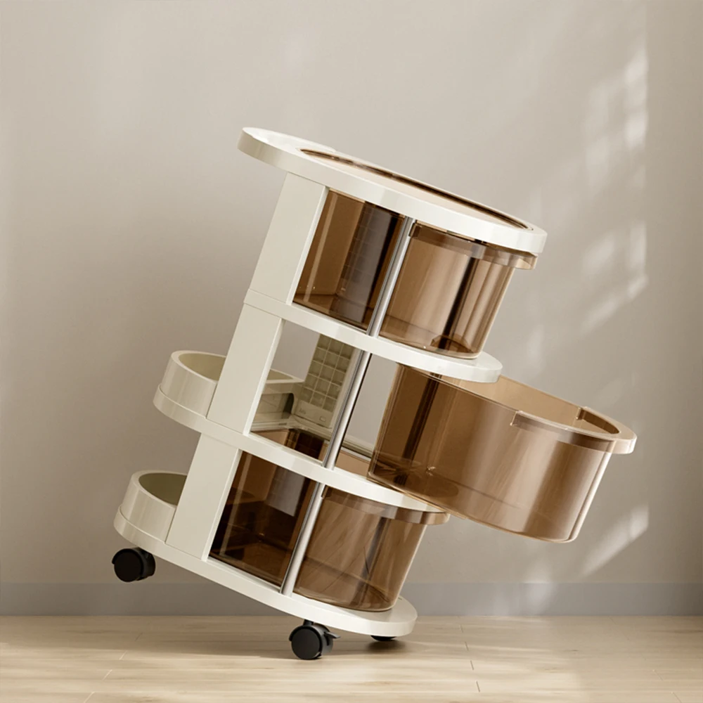 Colorful plastic storage trolley Large-capacity 2  3  4  5-layer foldable drawer storage trolley rack with wheel