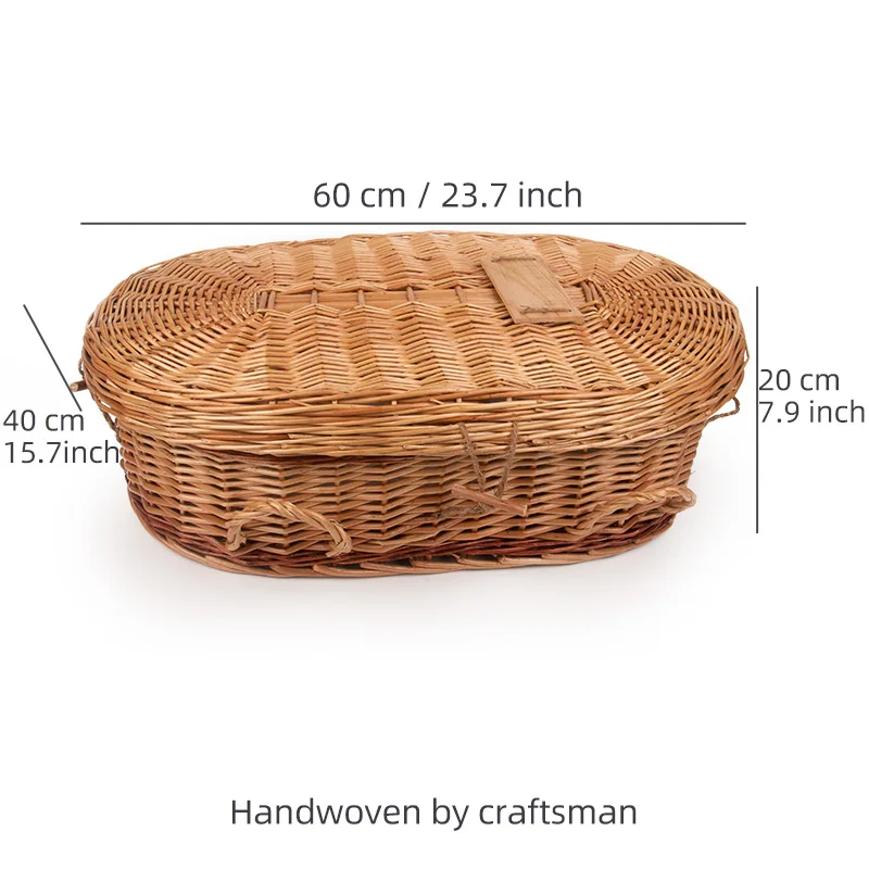 Biodegradable Urn Environmental Friendly Wicker Baby Caskets Coffins With Handle European Style Bio Wicker Coffin Casket