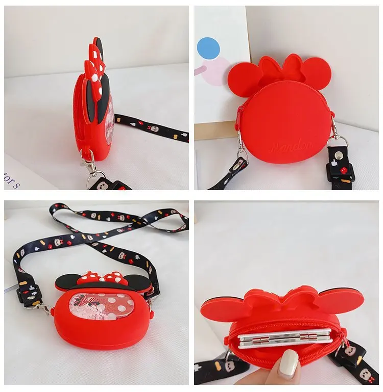 Fashion mini cartoon character Minnie handbag for kids girl cute square luxury crossbody shoulder coin purse bag party gift