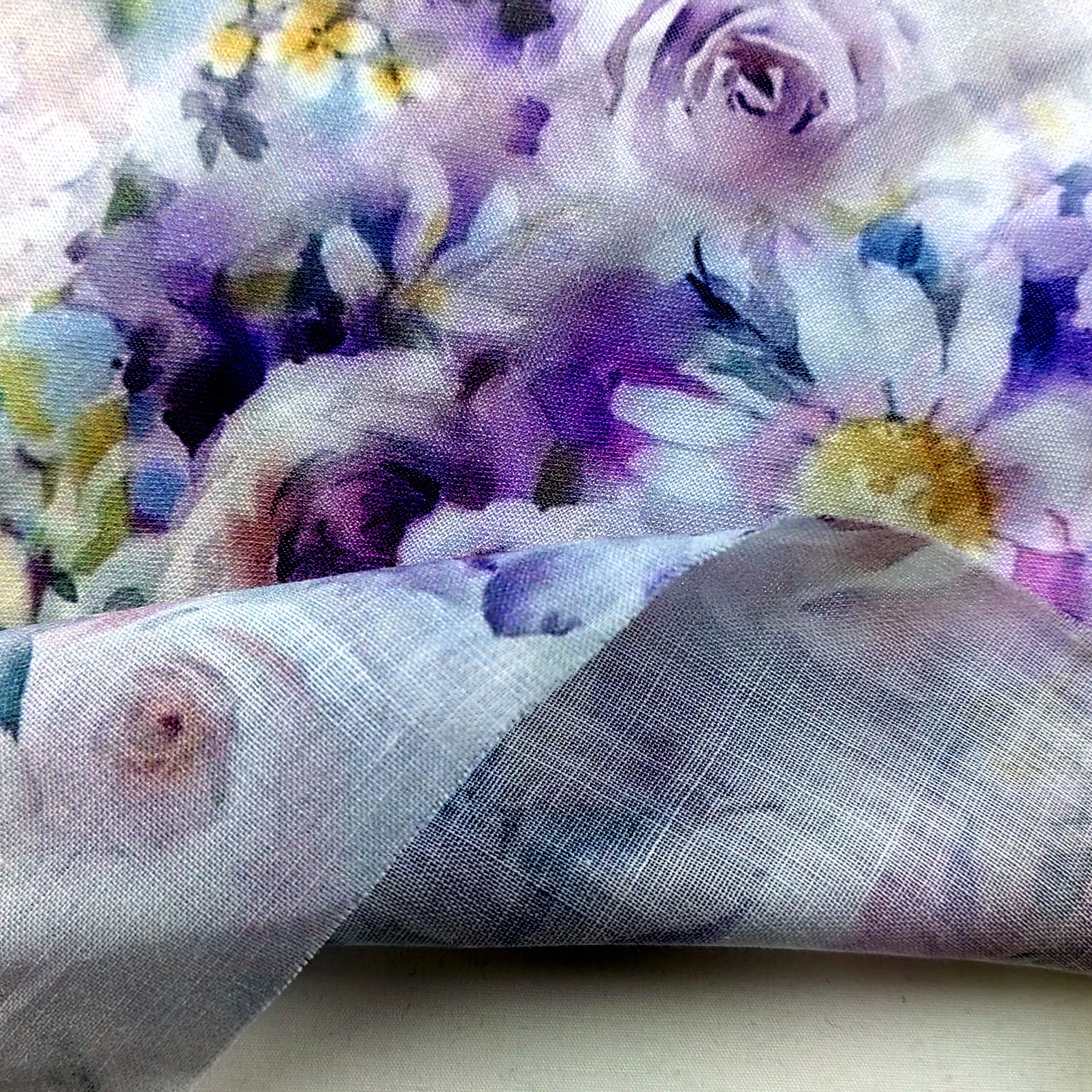 Popular High Quality Ramie Linen Fabric Breathable Summer Thin Skirt Fabric Digital Print Ramie Printed Fabric For Clothing