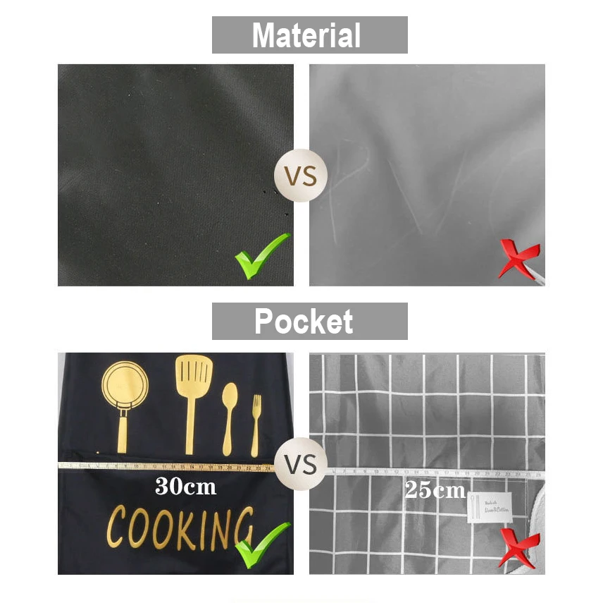 Custom Logo Kitchen Use Multi Color Black White Coffee PVC Waterproof Kitchen Apron For Women Cooking Use