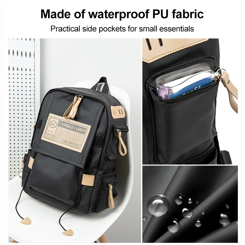 2023 Custom Fashion Waterproof PU school bag New Large Capacity Teenagers Casual Students College Backpack