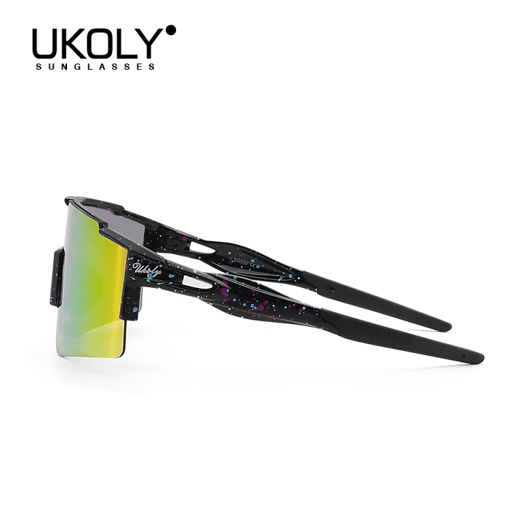 UKOLY custom logo changeable lens sun glasses HD polarized sports oversize sunglasses ce Uv400 cycling glasses