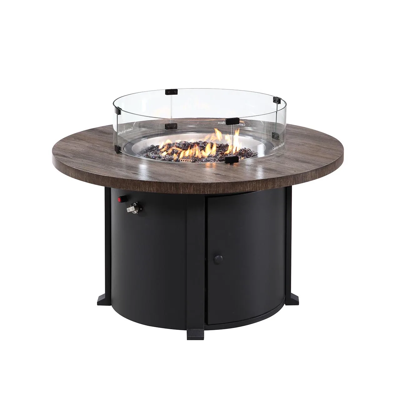 patio heater outdoor garden round fire pit table with tempered glass guard