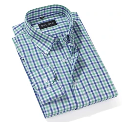 Мужская клетчатая рубашка с длинным рукавом, повседневная Весенняя Деловая одежда большого размера, молодежная Модная стильная рубашка с подгонкой