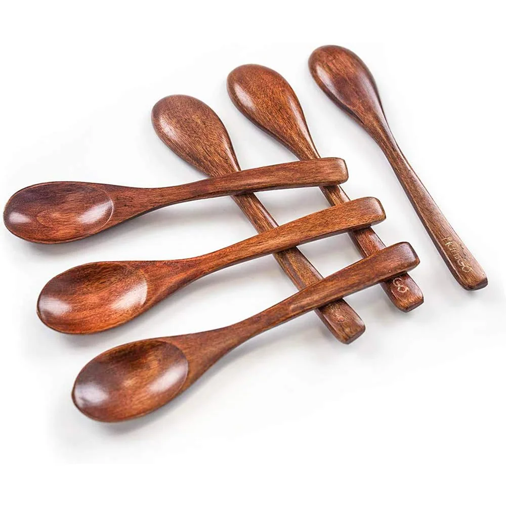 Eco Friendly Mini Wooden Tea Spoons Custom Logo Bamboo Teaspoon In Stock Coffee Tea Jam  Bath Salts Serving Spoon Scoop