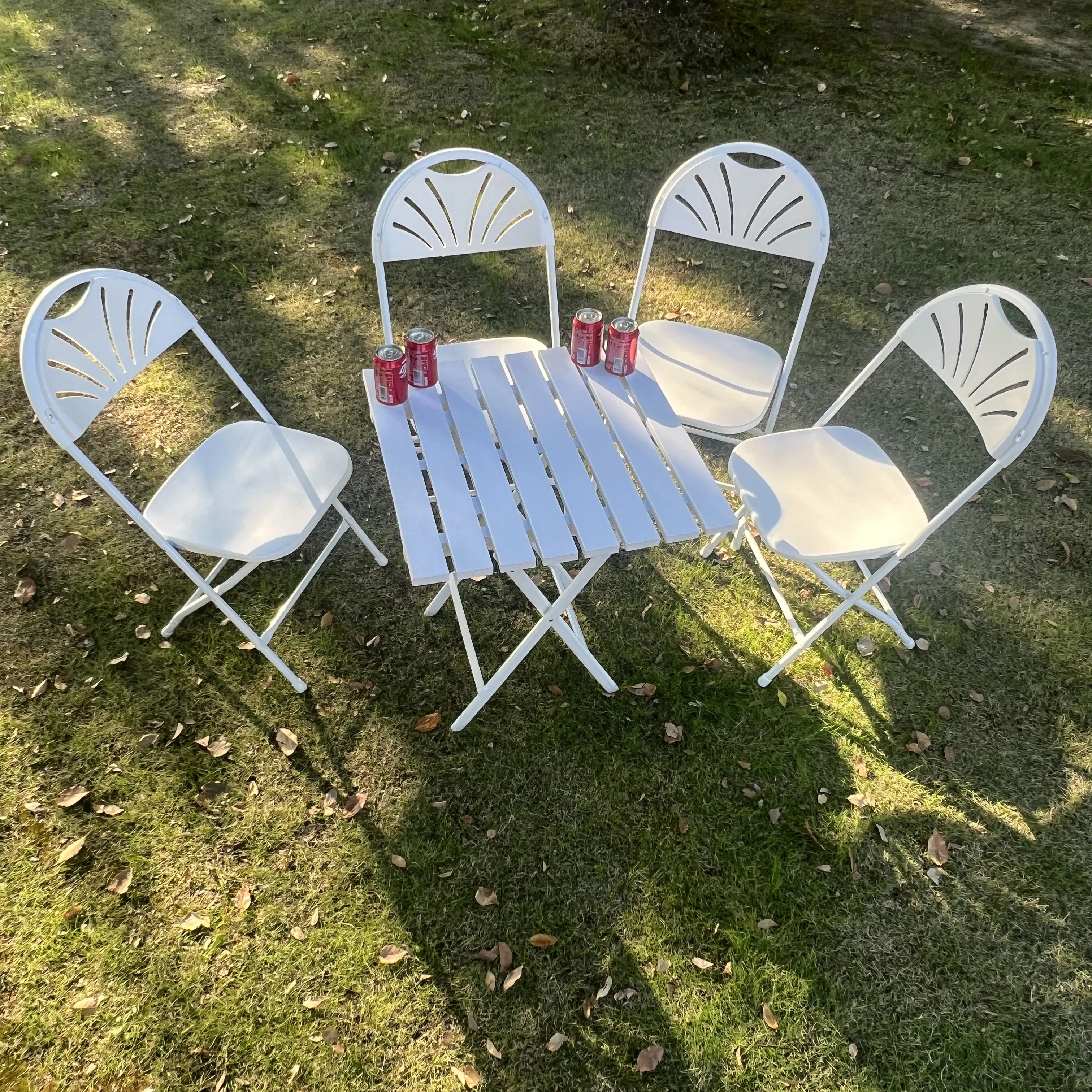 Camping plastic Stackable Metal  Lawn Garden Manufacturer Back Support fan back Folding Chair used for amusement park