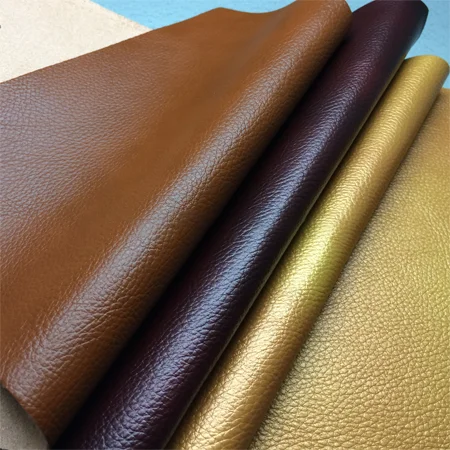 Custom Eco Friendly Pvc Embossed Semi Pu Synthetic Faux Furniture Leather Gold Artificial Fabric Leather For Car Seat