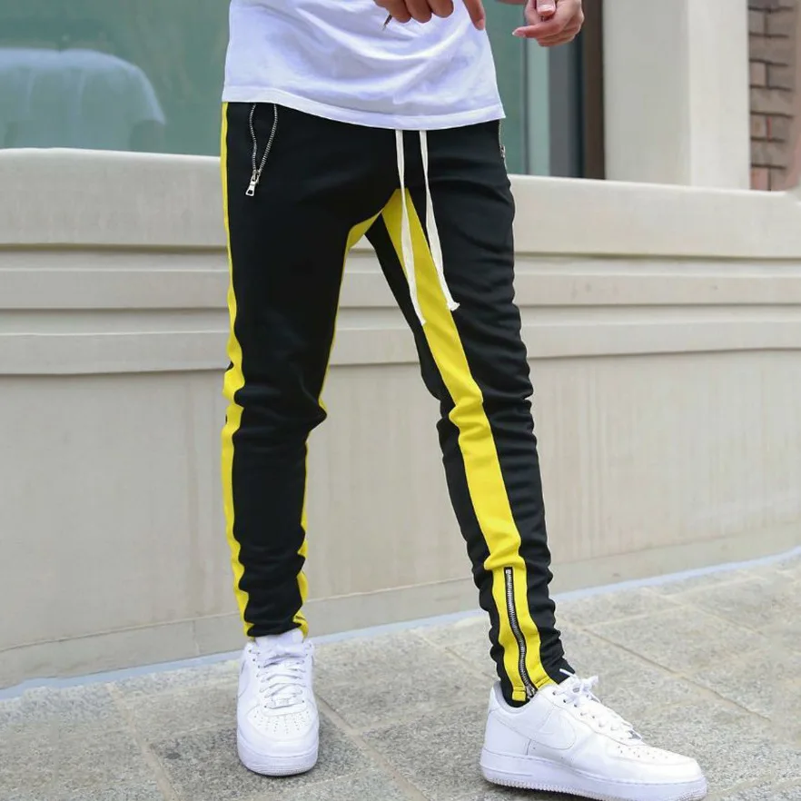 Wholesale autumn soft stripe casual sport long pants custom sky blue trouser man pant
