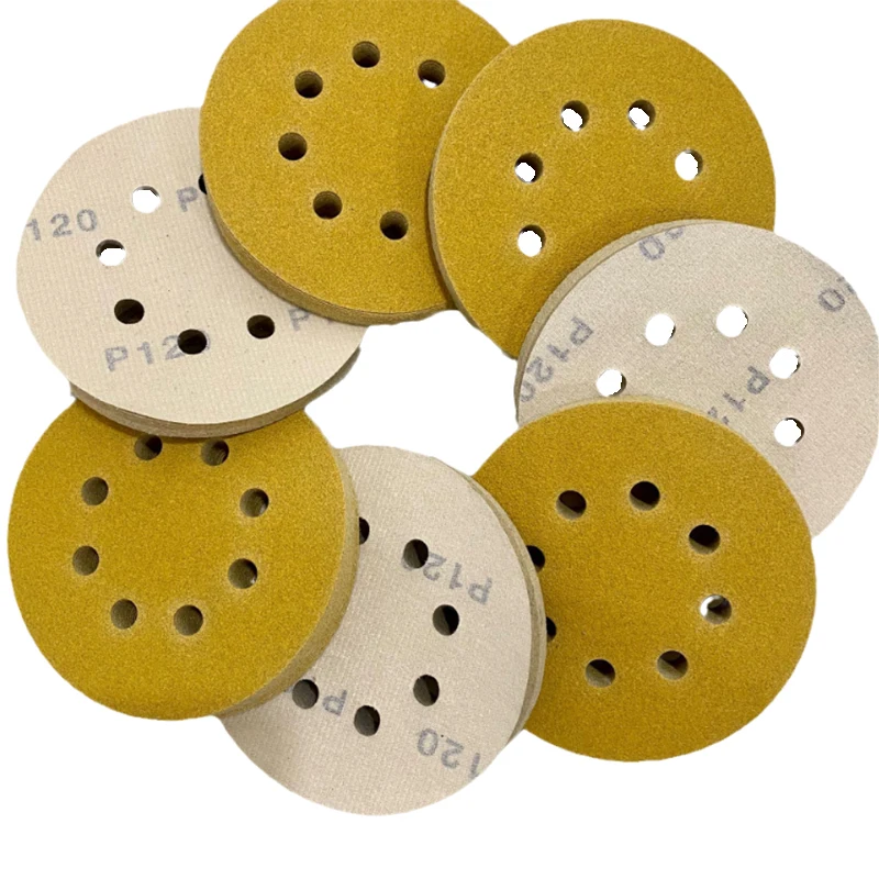 Sand paper 125mm circular hook ring disc sandpaper 8-hole yellow alumina grinding disc/sandpaper