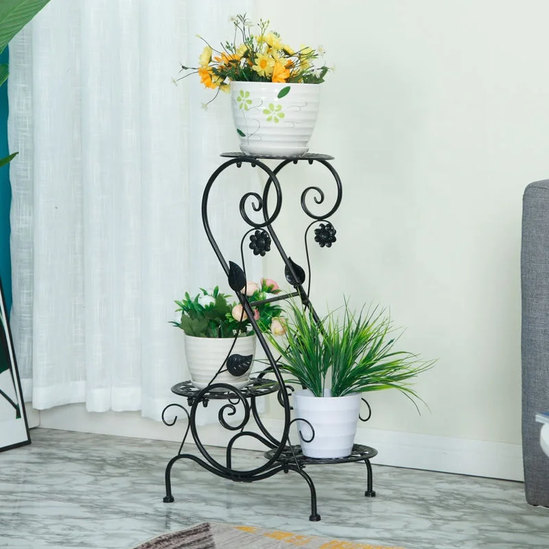 Подставка из кованого железа в европейском стиле для цветов, металлическая подставка для растений, подходит для горшков комнат и балконов