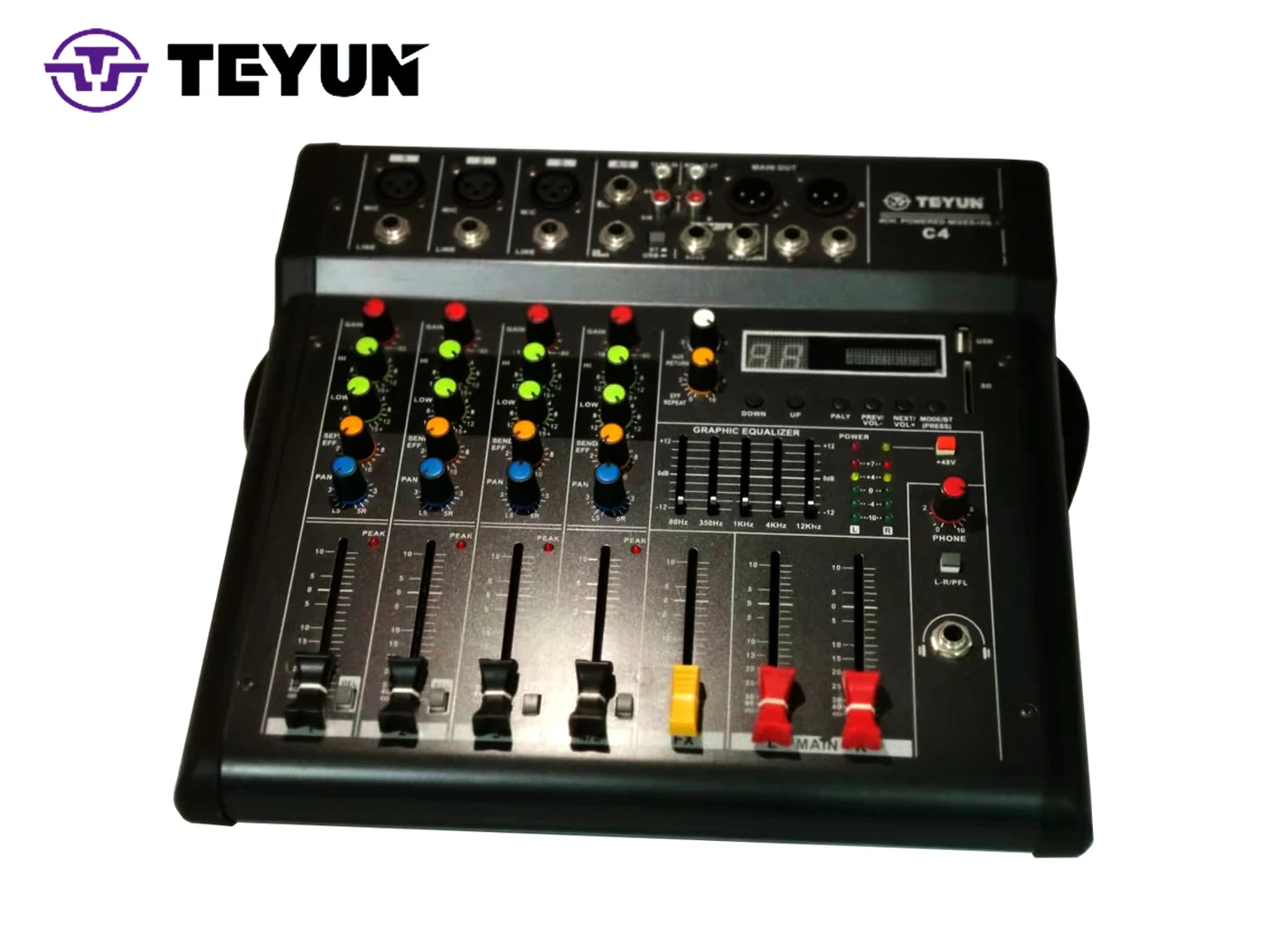 TEYUN  C4  Professional Mixer Power Amplifier all-in-one machine KTV karaoke post level Audio home power Amplifier