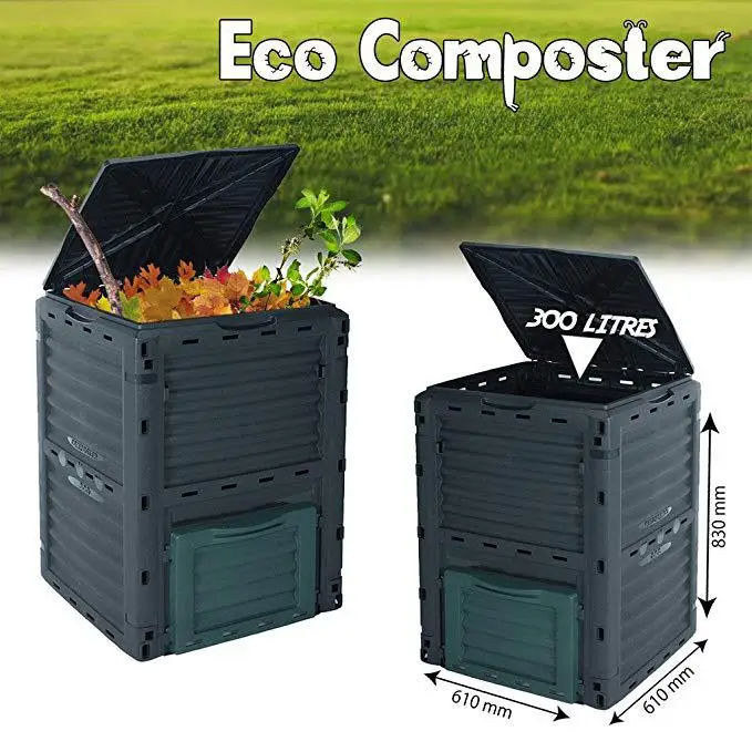 300L Plastic Garden Compost Bin From BPA Free Material, Easy Assembling, Large Capacity,